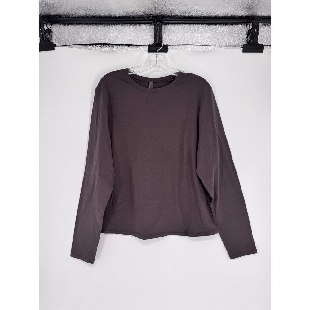 SKIMS Cotton Jersey Long Sleeve T Shirt Womens Size 4X 4XL Iron Brown Crewneck
